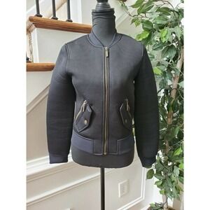 Intropia Womens Black 100% Polyester Long Sleeve Front Full Zip Casual Jacket 34